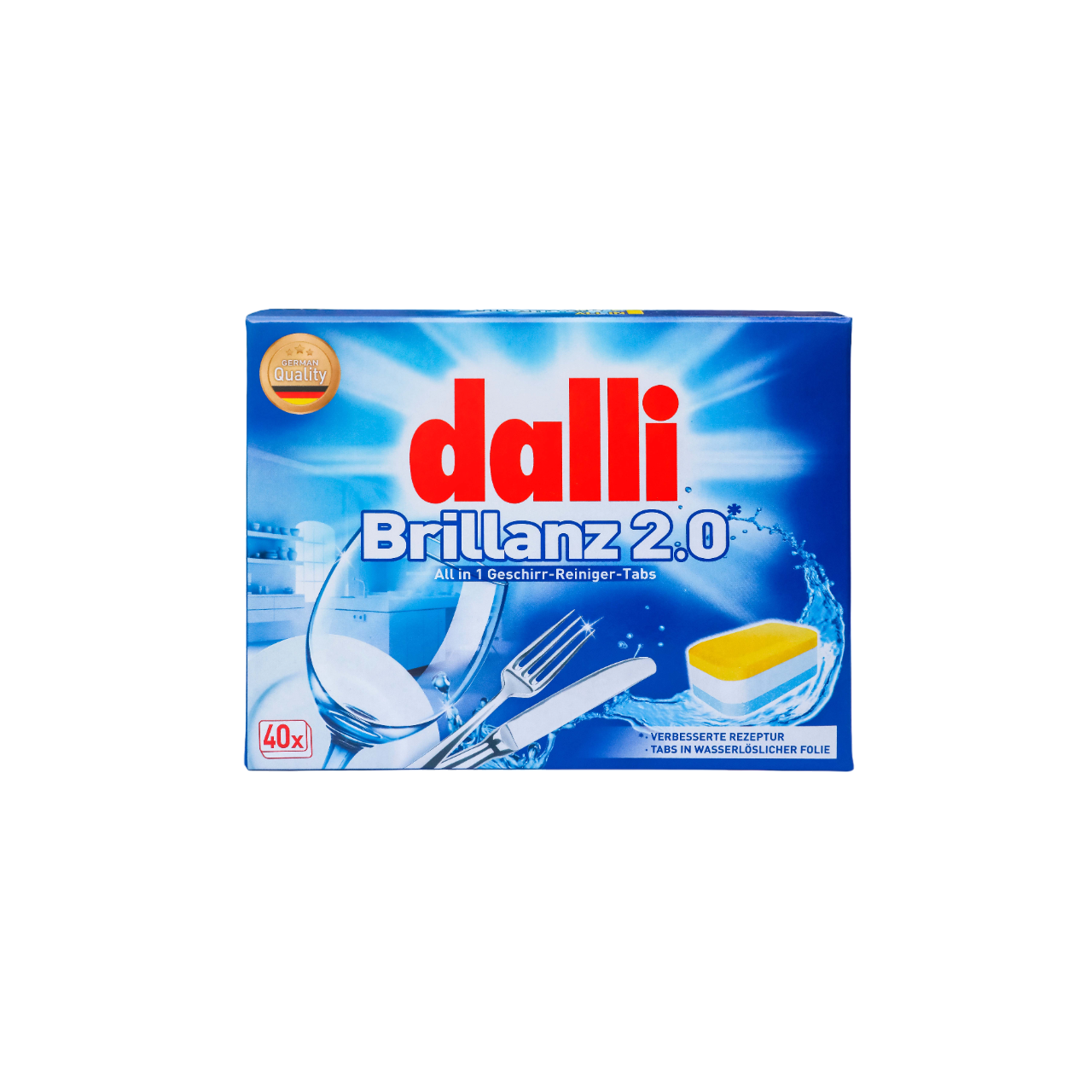 Биоразлагаемые таблетки для посудомоечных машин DALLI Brillianz 2.0, 40 шт.